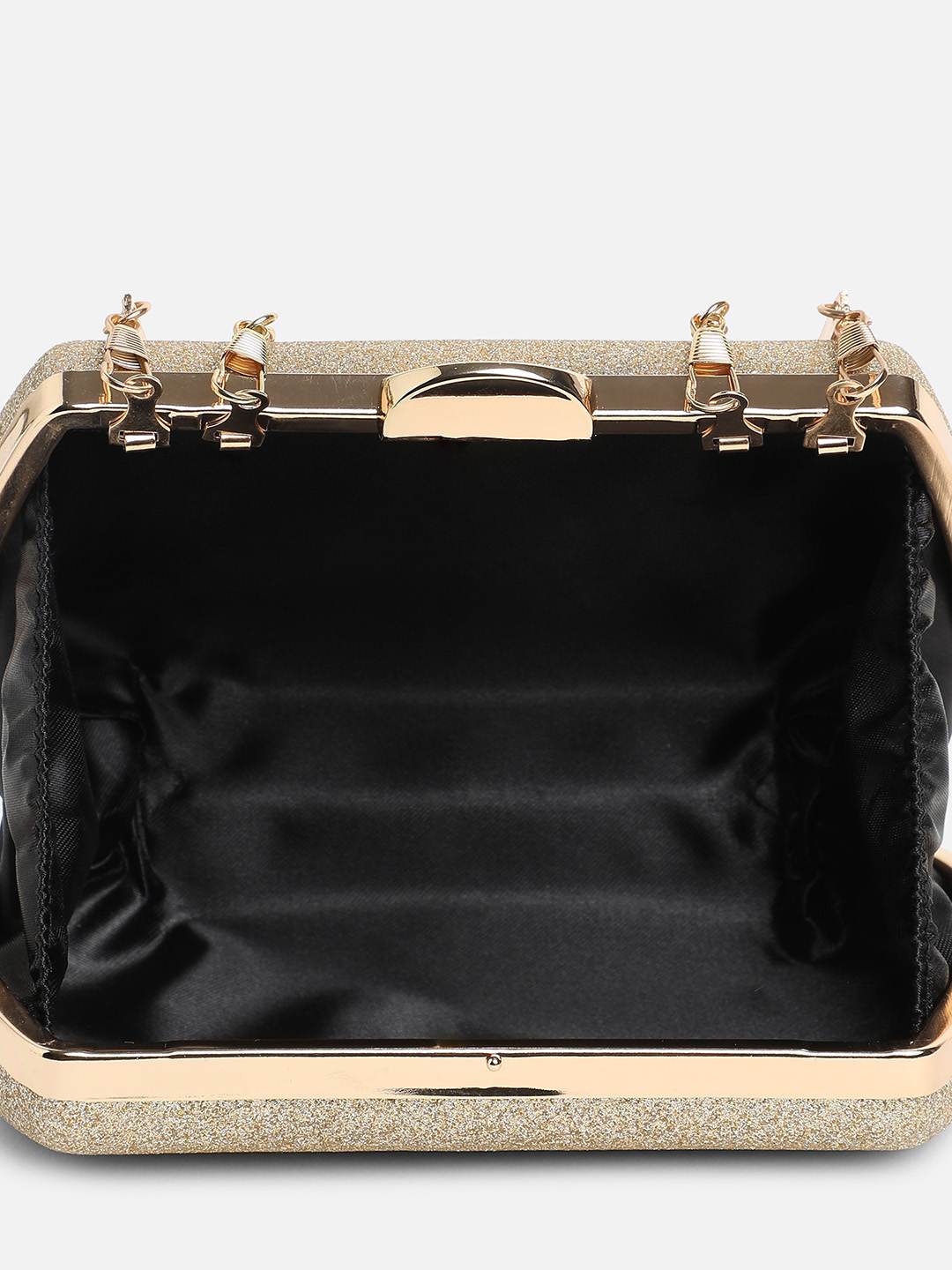 Haute Sauce By Campus Sutra Gold Pu Clutch Bags
