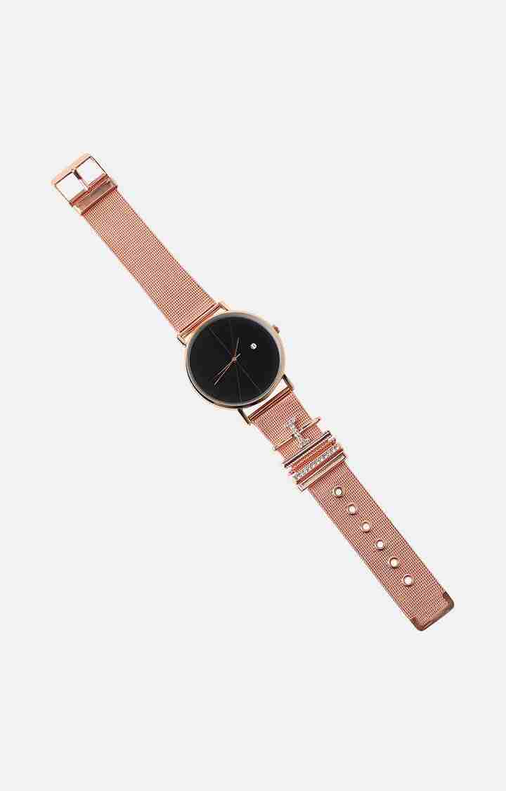 Women's Round Analogue Watch With I Initial Watch Charm
