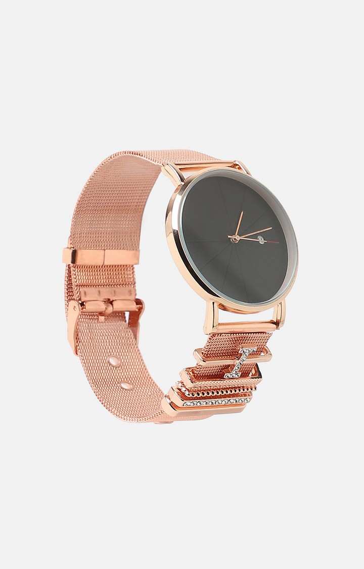 Women's Round Analogue Watch With I Initial Watch Charm
