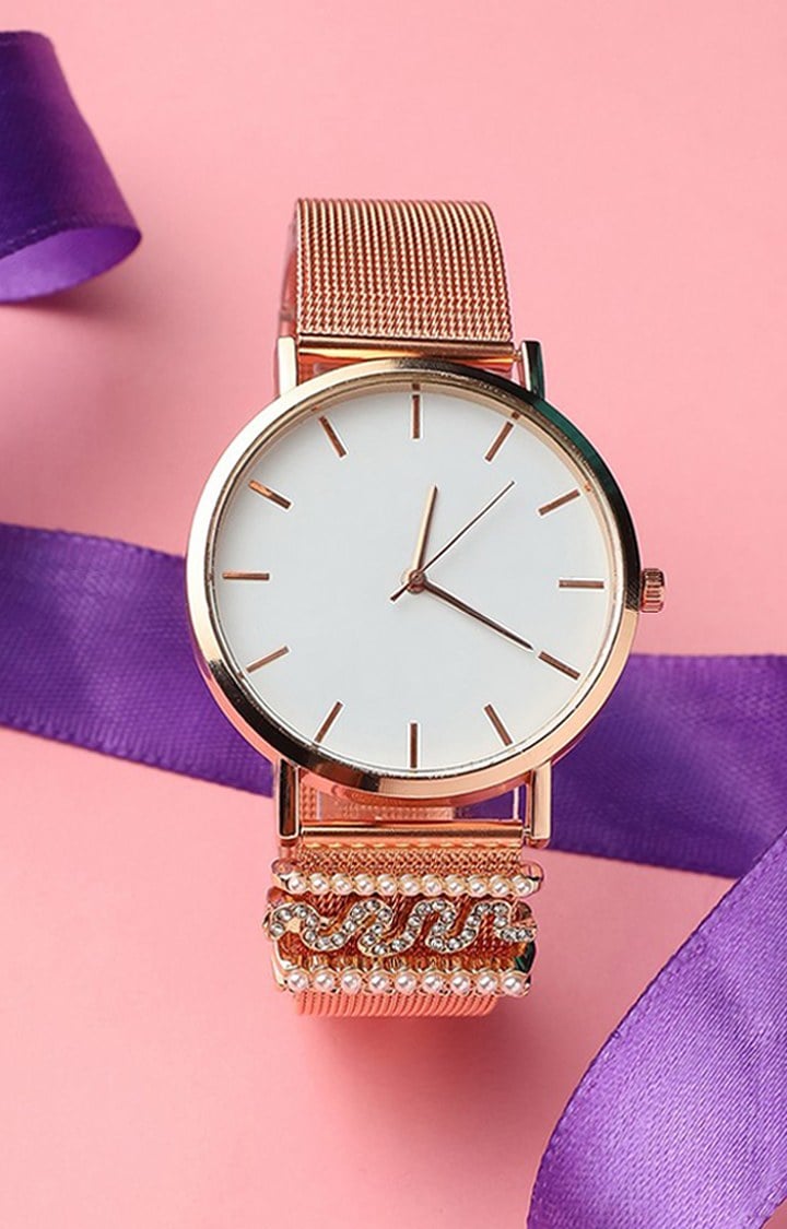 Women's Analogue Watch With Pearl Wave Watch Charm