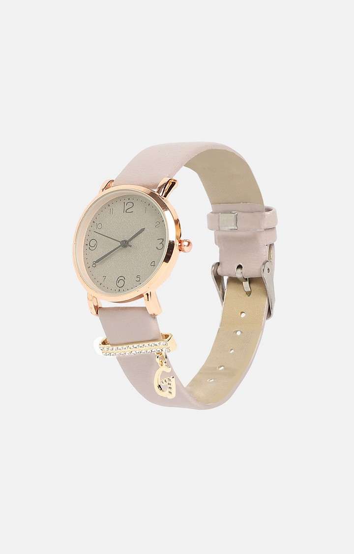 Women's Round Analog Watch With G Liberty Initial Watch Charm