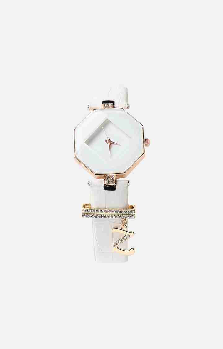 Women's Hectagon Analogue Watch & Z Initial Watch Charm