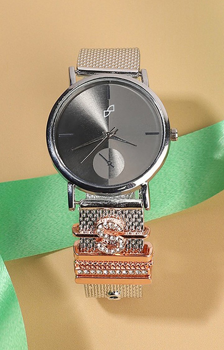 Women's Analog Watch With S Initial Watch Charm