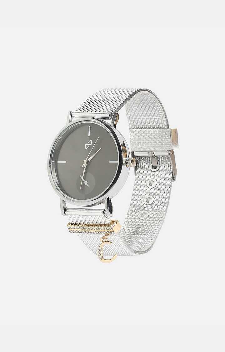 Women's Round Analog Watch With C Liberty Initial Watch Charm