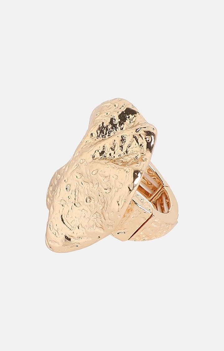 SOHI Gold-Plated Star Wave Statement Finger Ring
