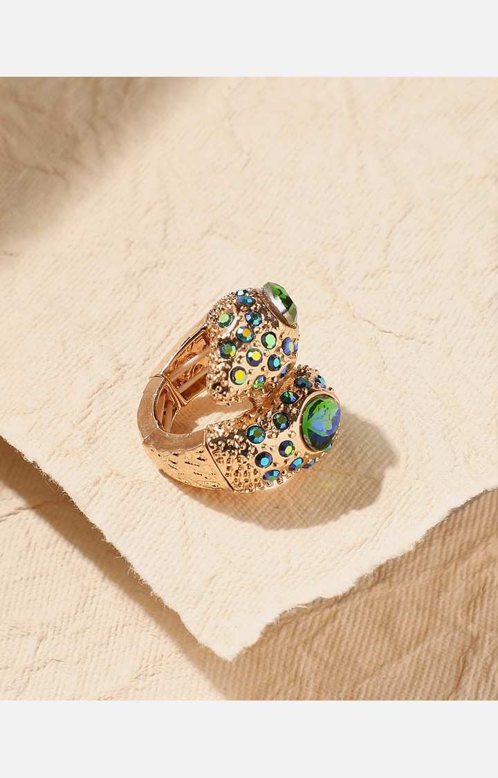 SOHI Gold-Plated Stone Studded Reverie Finger Ring