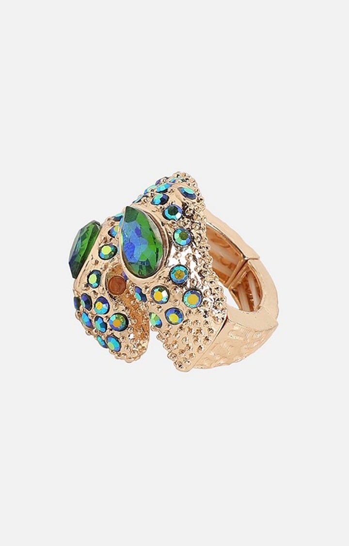 SOHI Gold-Plated Stone Studded Reverie Finger Ring