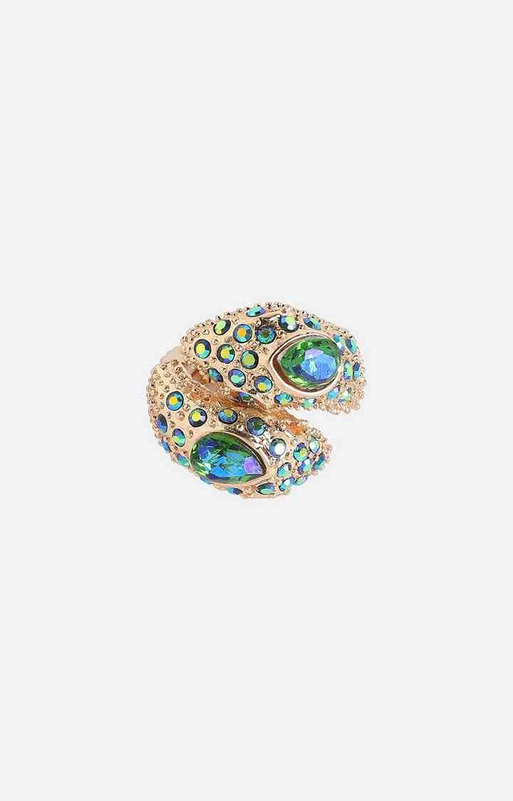 SOHI Gold-Plated Stone Studded Reverie Finger Ring