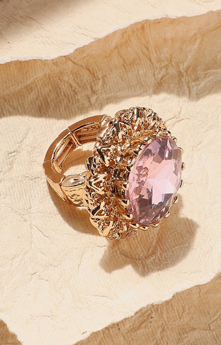 SOHI Gold-Plated Stone-Studded Finger Ring