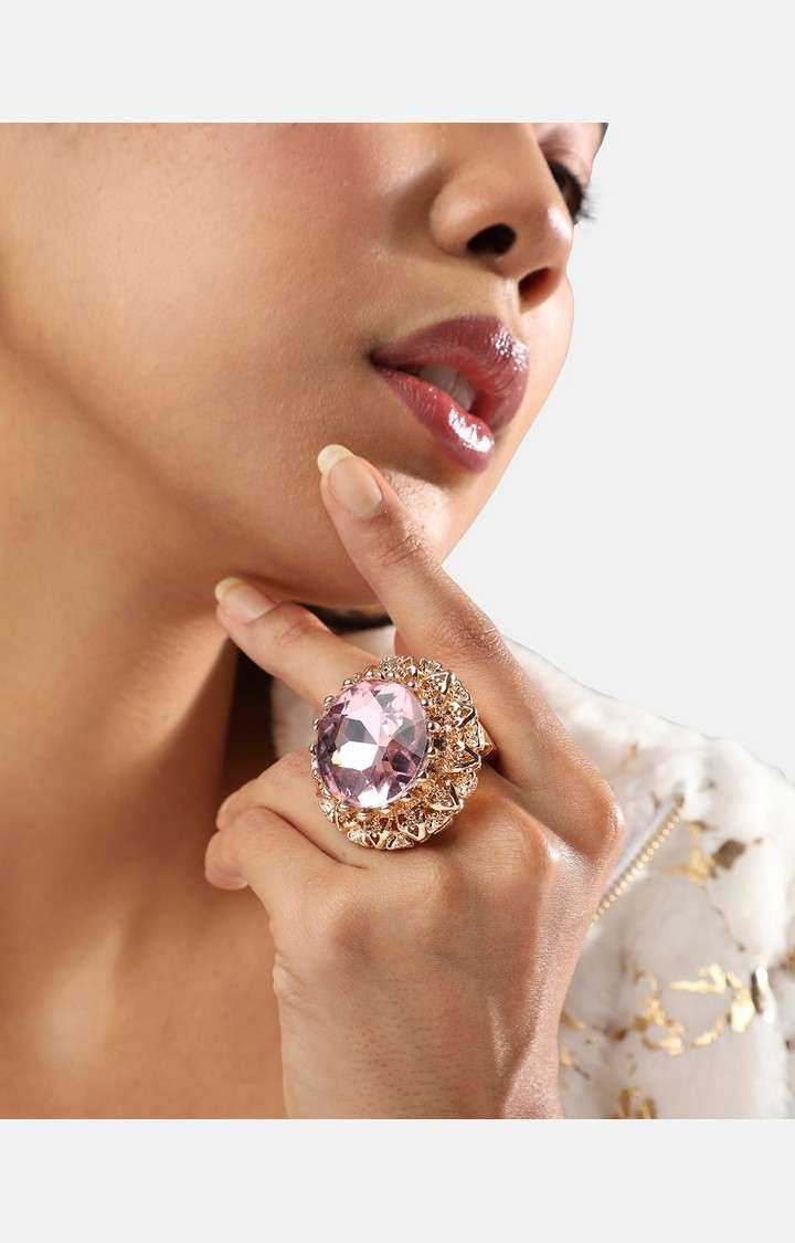 SOHI Gold-Plated Stone-Studded Finger Ring
