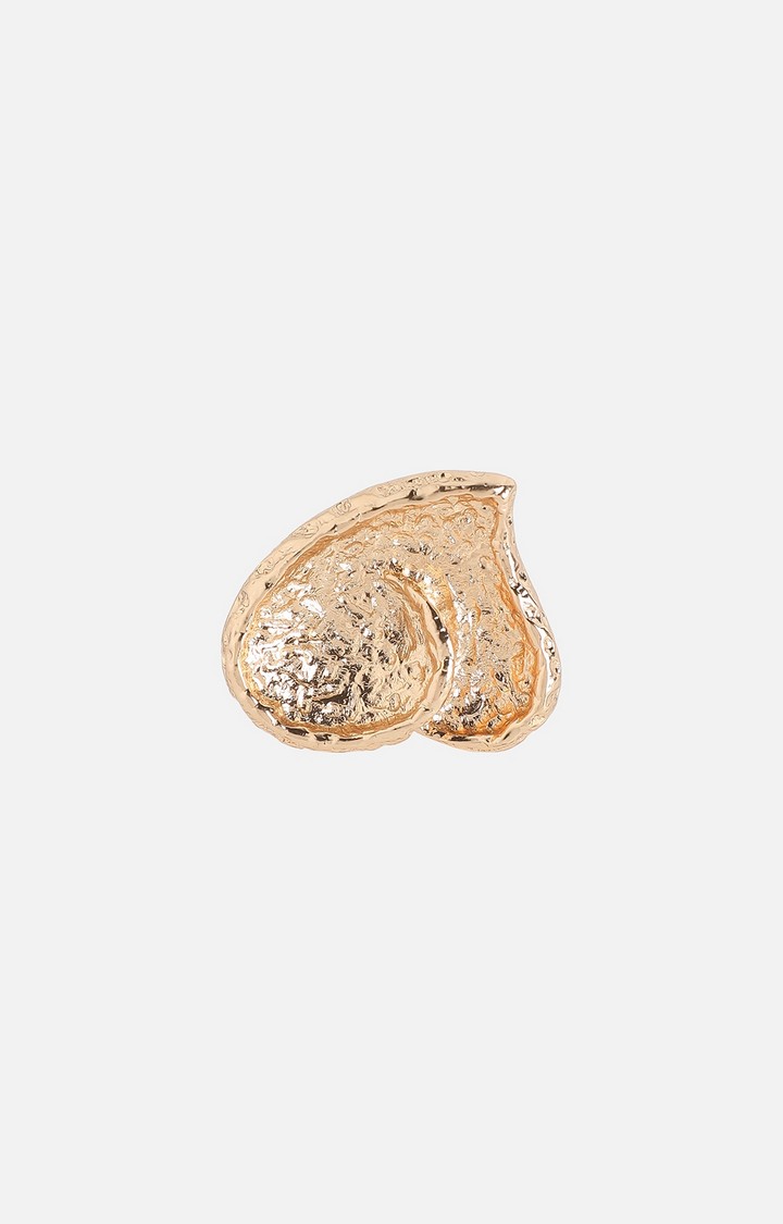 SOHI Gold-Plated Dented Heart Cocktail Ring