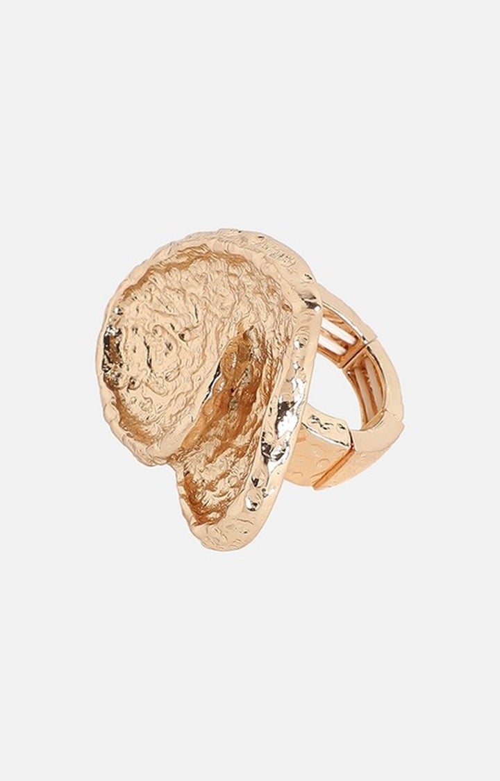 SOHI Gold-Plated Dented Heart Cocktail Ring