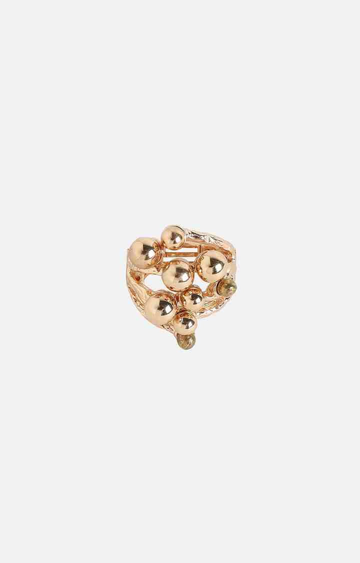 SOHI Gold-Plated Cluster Ball Cocktail Finger Ring