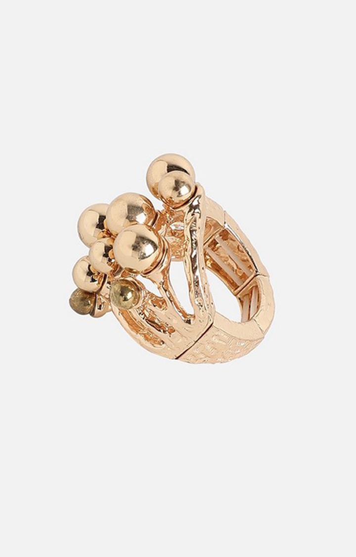 SOHI Gold-Plated Cluster Ball Cocktail Finger Ring