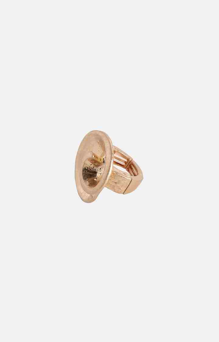 SOHI Gold-Plated Rose Swirl Cocktail Finger Ring