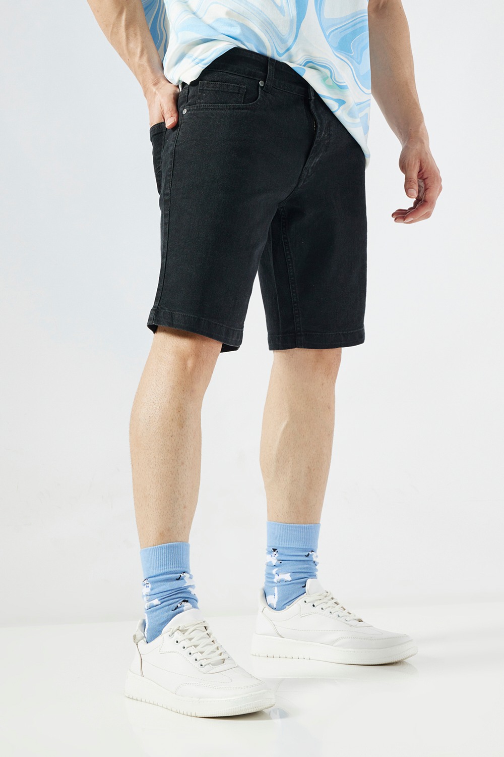 Solid Blended Fabric Men's Shorts