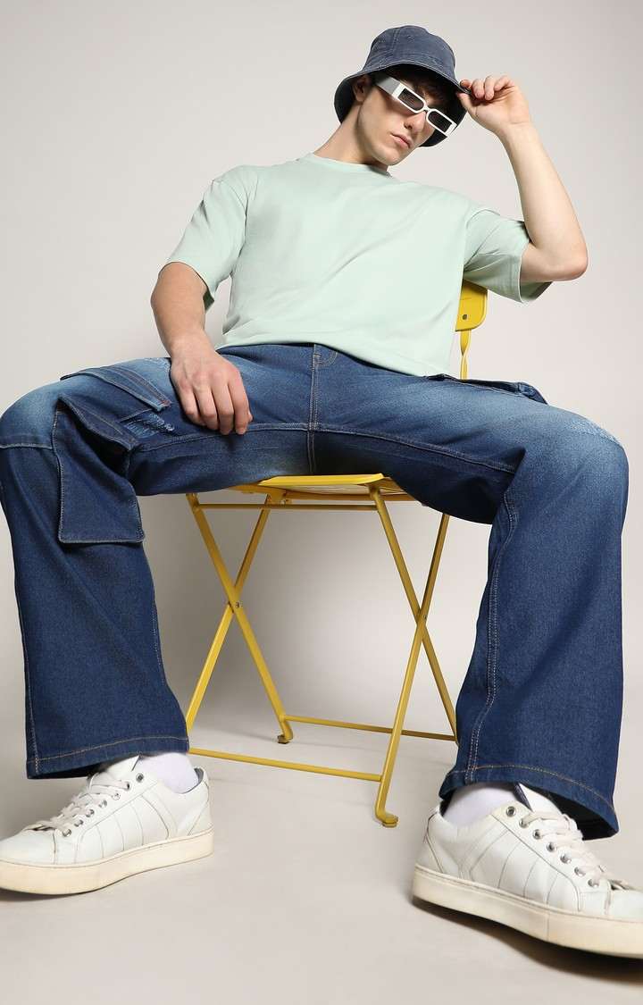 Men's Green Solid Oversized T-Shirts