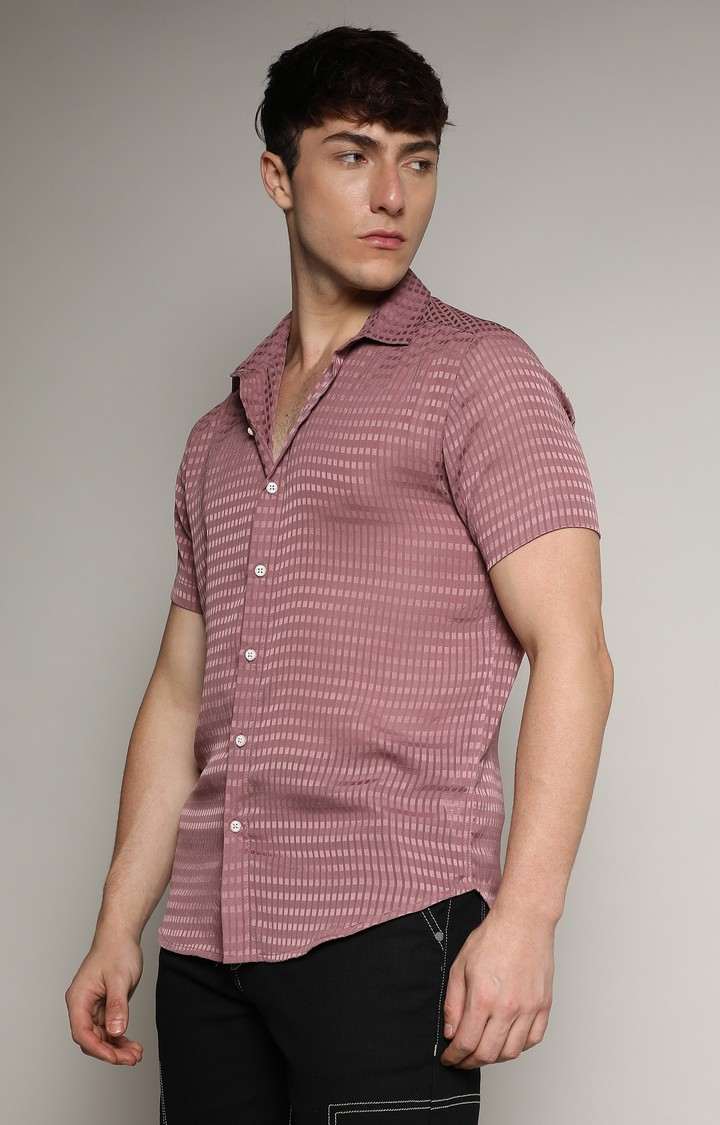 Men's Pink Checked Casual Shirts