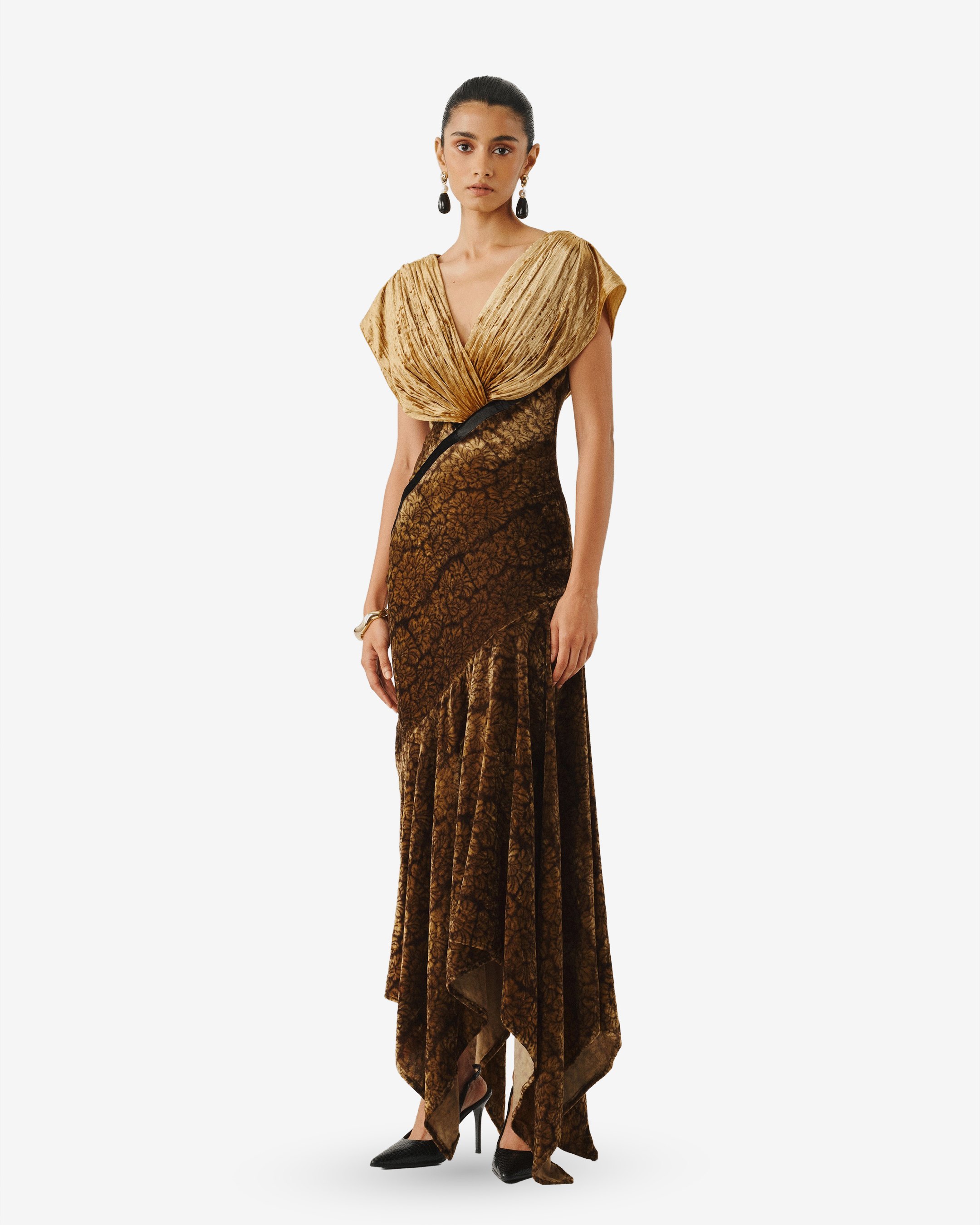 Zarina Velvet Ajrakh Gown
