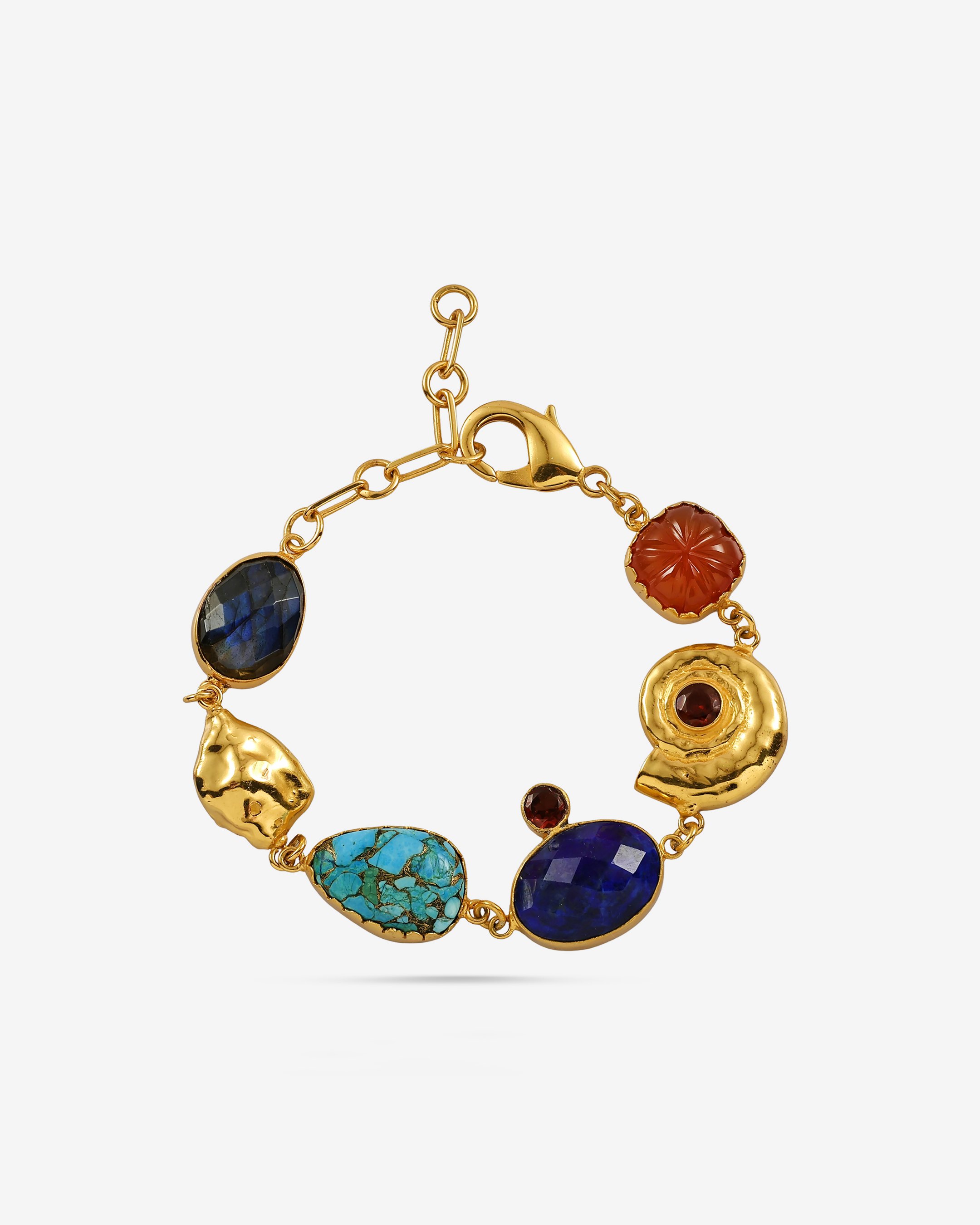 Multi Gemstone Charm Bracelet in Gold