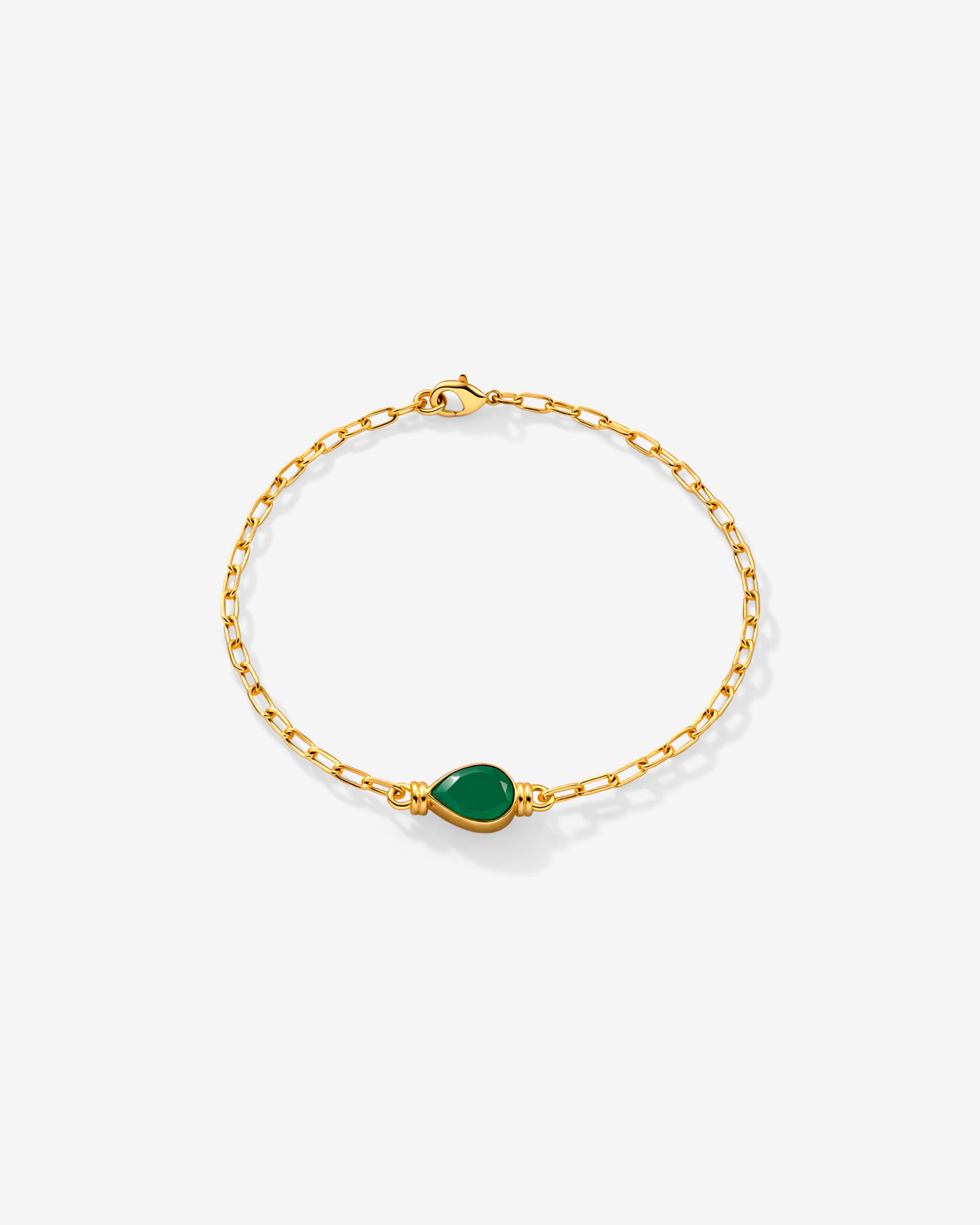 Green Onyx Teardrop Chain Bracelet