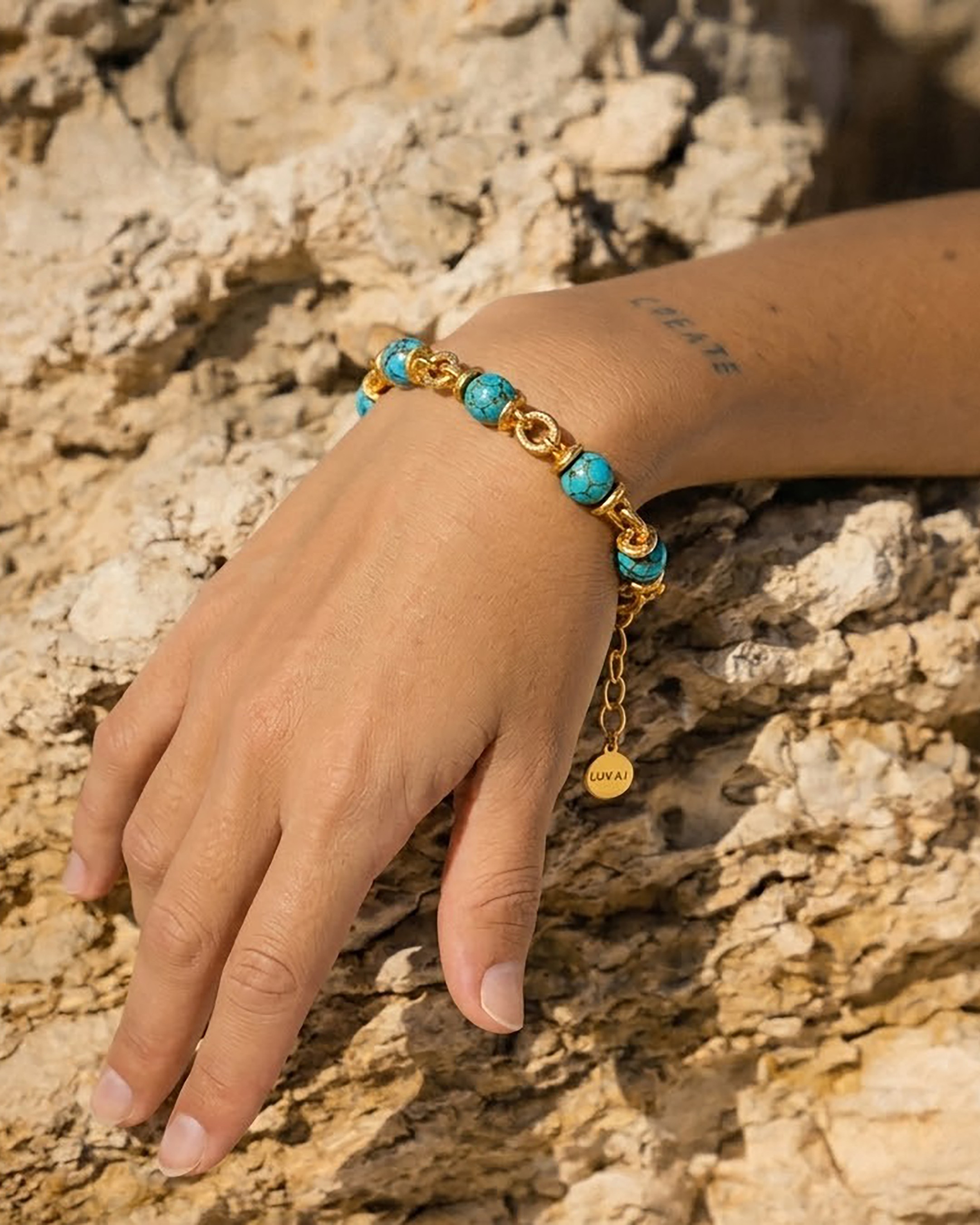 Turquoise Nugget Link Chain Bracelet