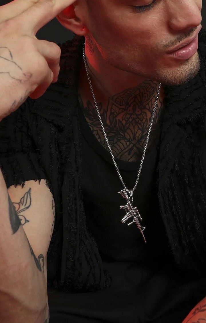 French Accent Men Silver-Plated Necklace