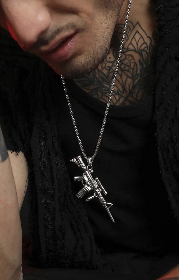 French Accent Men Silver-Plated Necklace