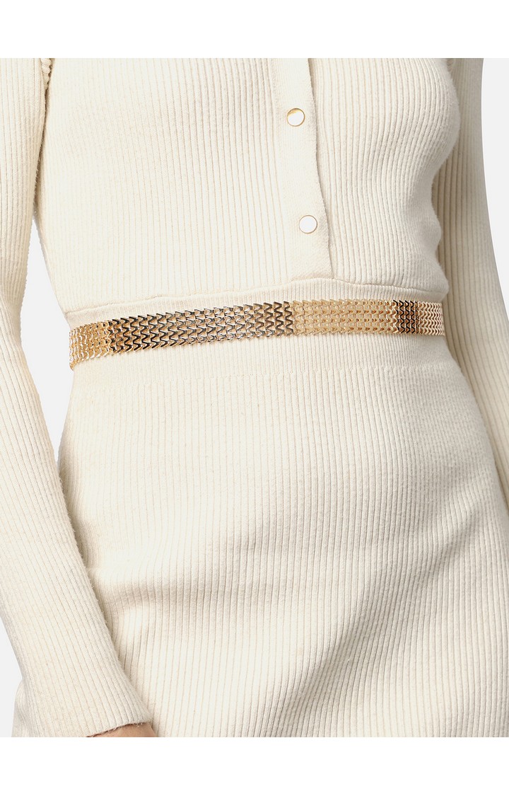 Haute Sauce By Campus Sutra Gold Solid Single Clothing Accessory