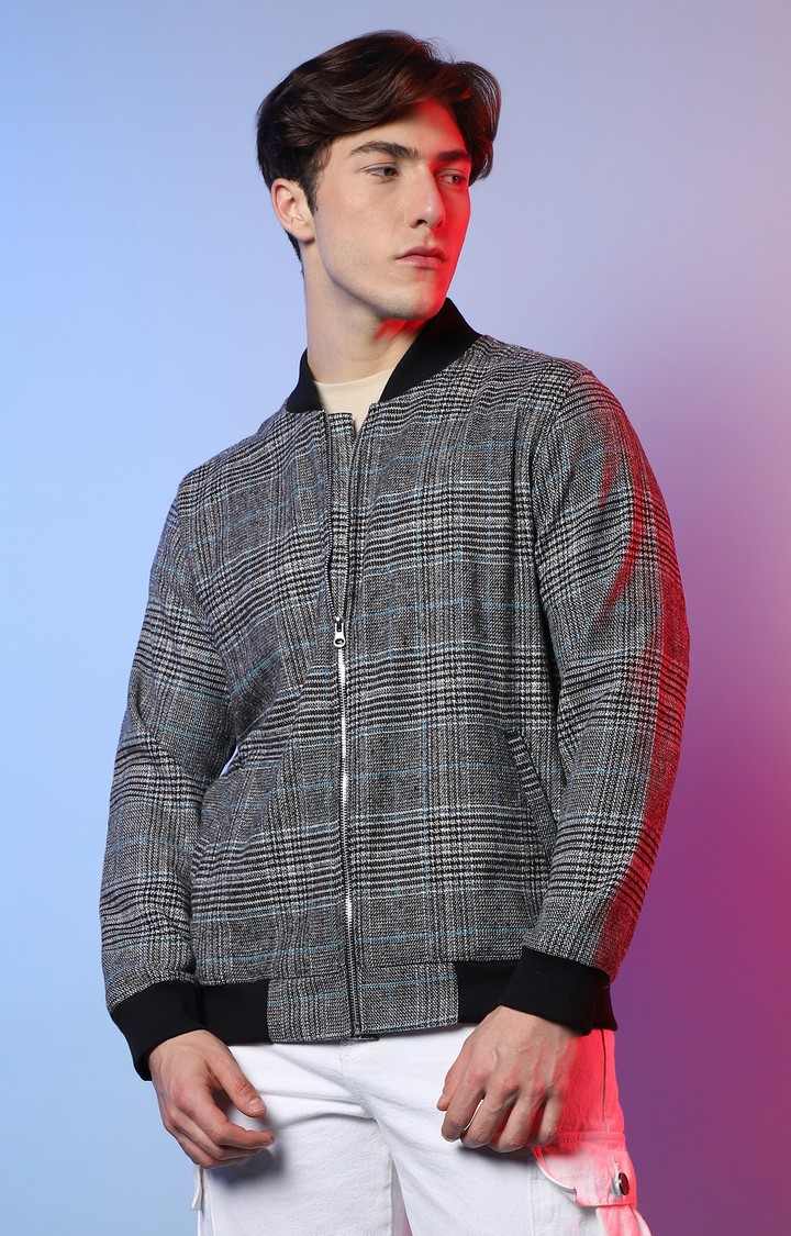 Men's Grey Checked Western Jackets