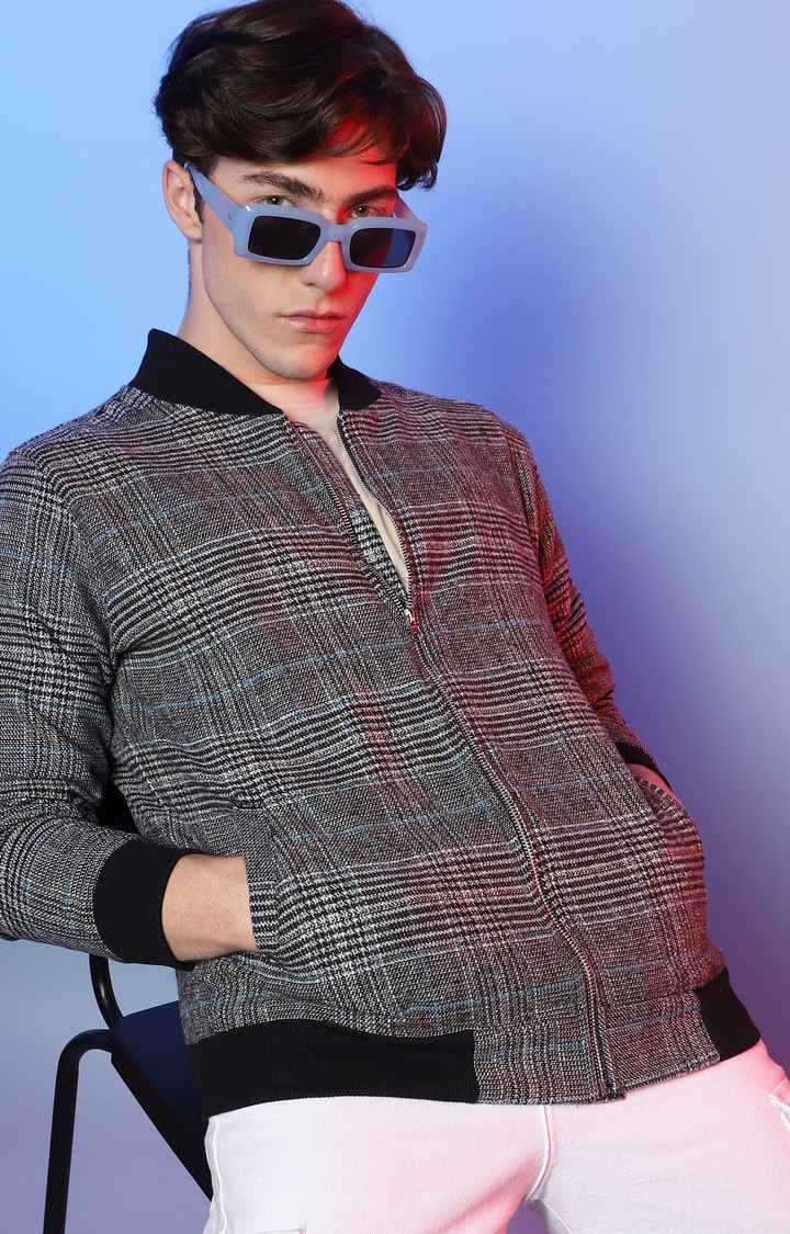 Men's Grey Checked Western Jackets