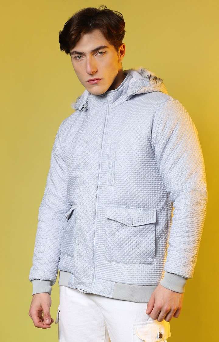 Men's Grey Solid Western Jackets
