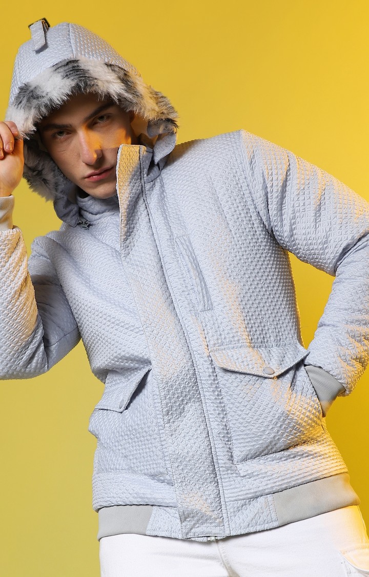 Men's Grey Solid Western Jackets