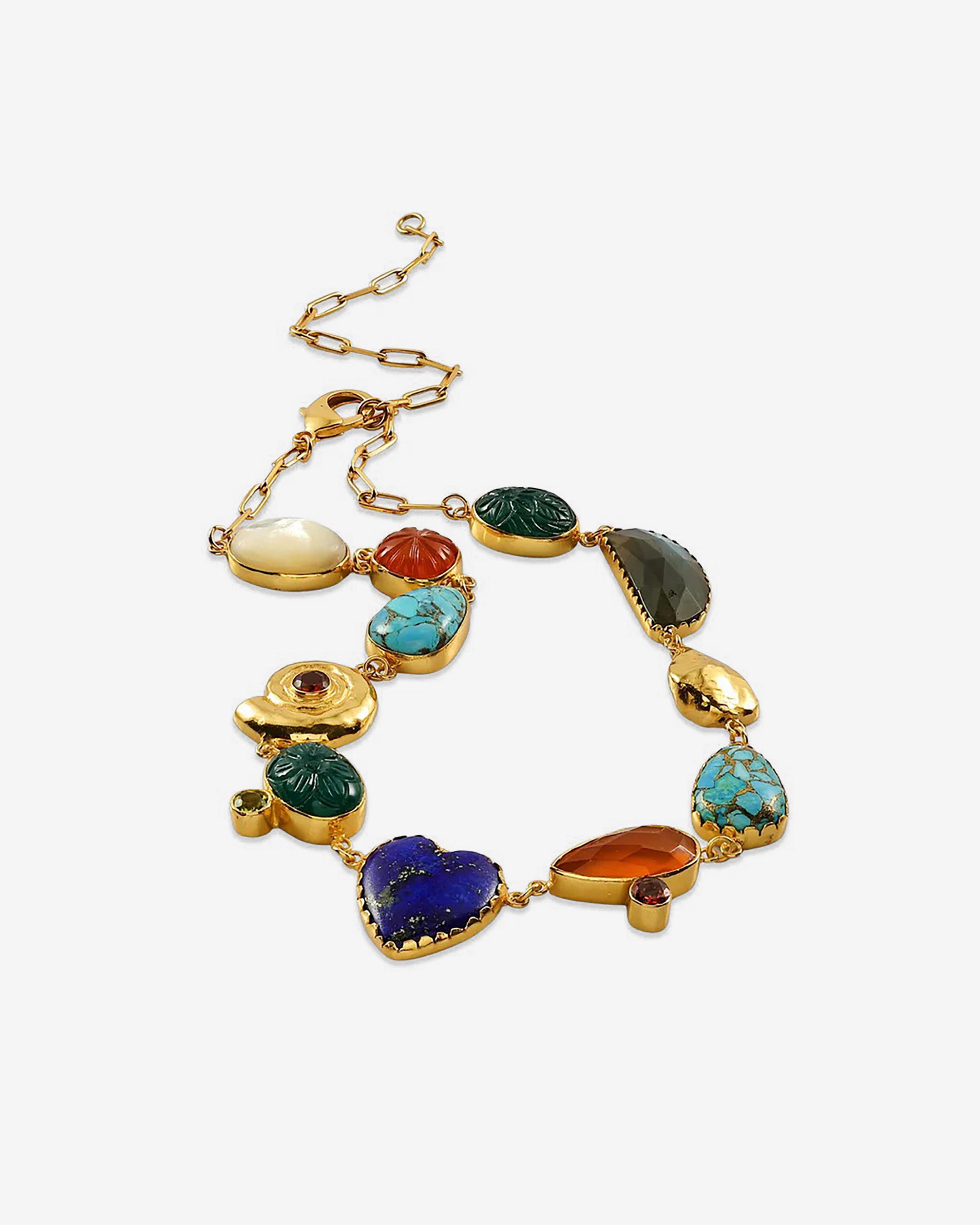 Multi Gemstone Tribal Chain Necklace