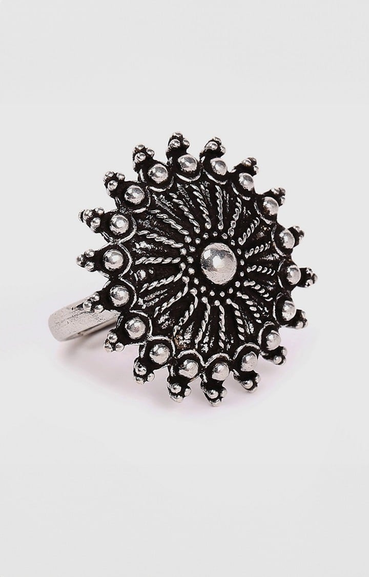 SOHI Set Of 2 Oxidised Silver-Plated Ring