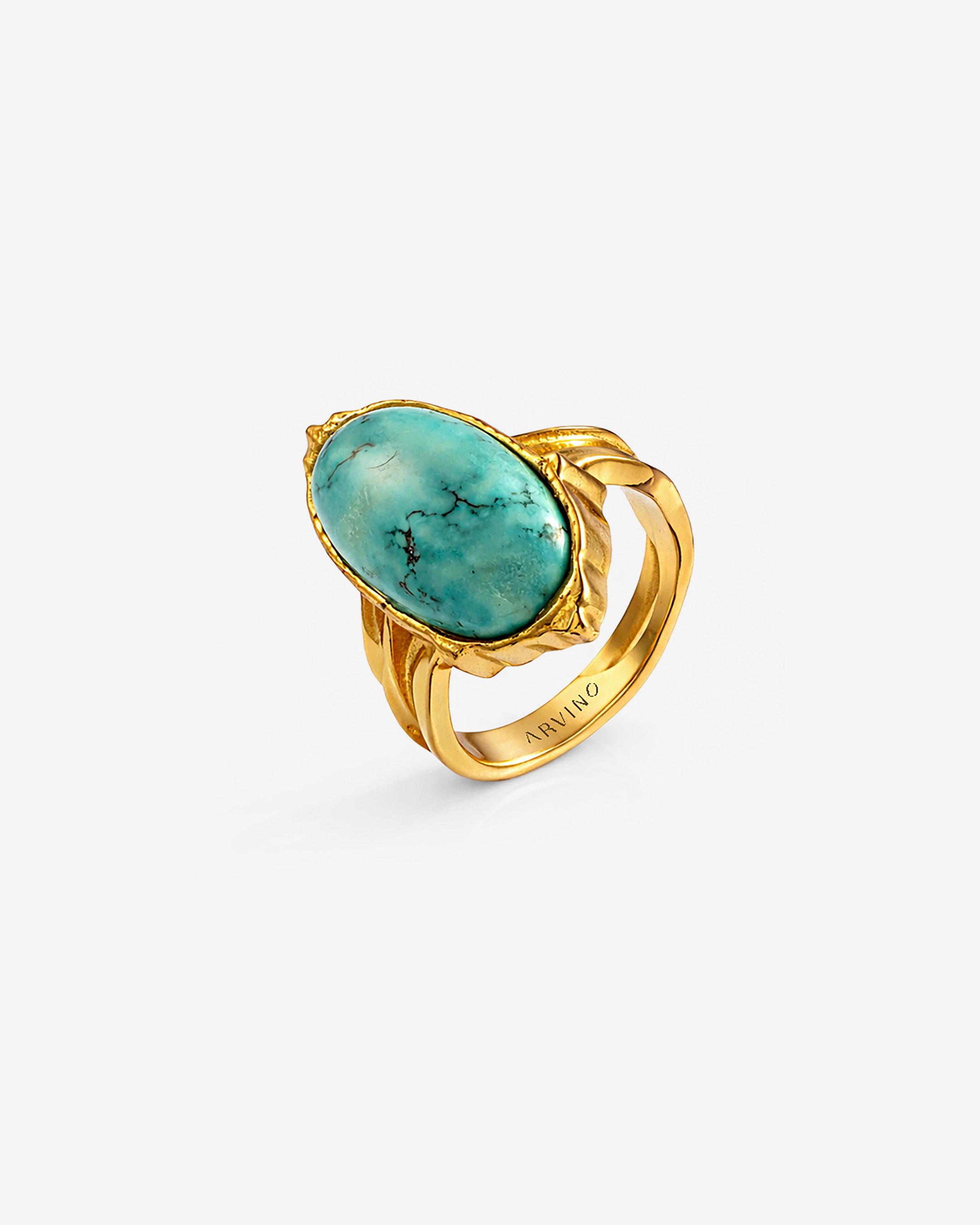 Gold Plated Oval Turquoise Cocktail Ring
