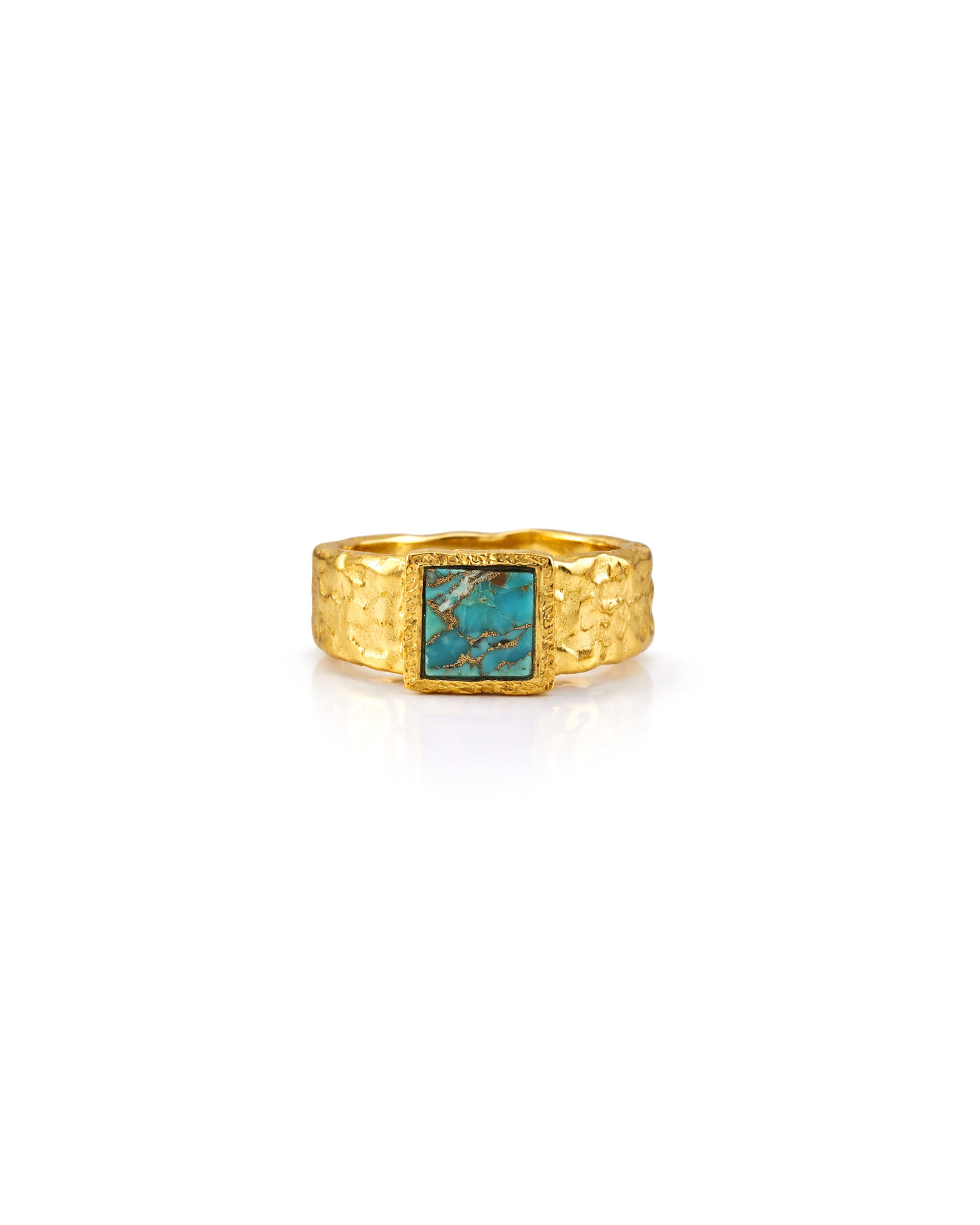 Turquoise Cushion Textured Statement Ring