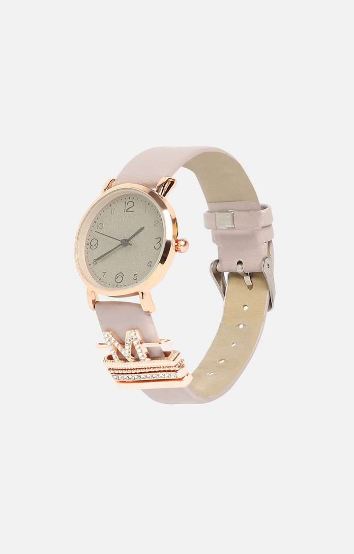 Women's Analog Watch With M Initial Watch Charm