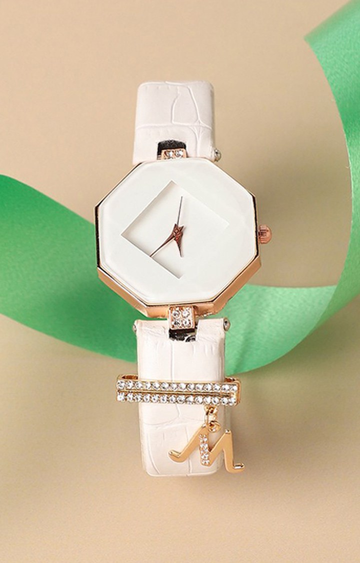 Women's Analog Watch With M Liberty Initial Watch Charm