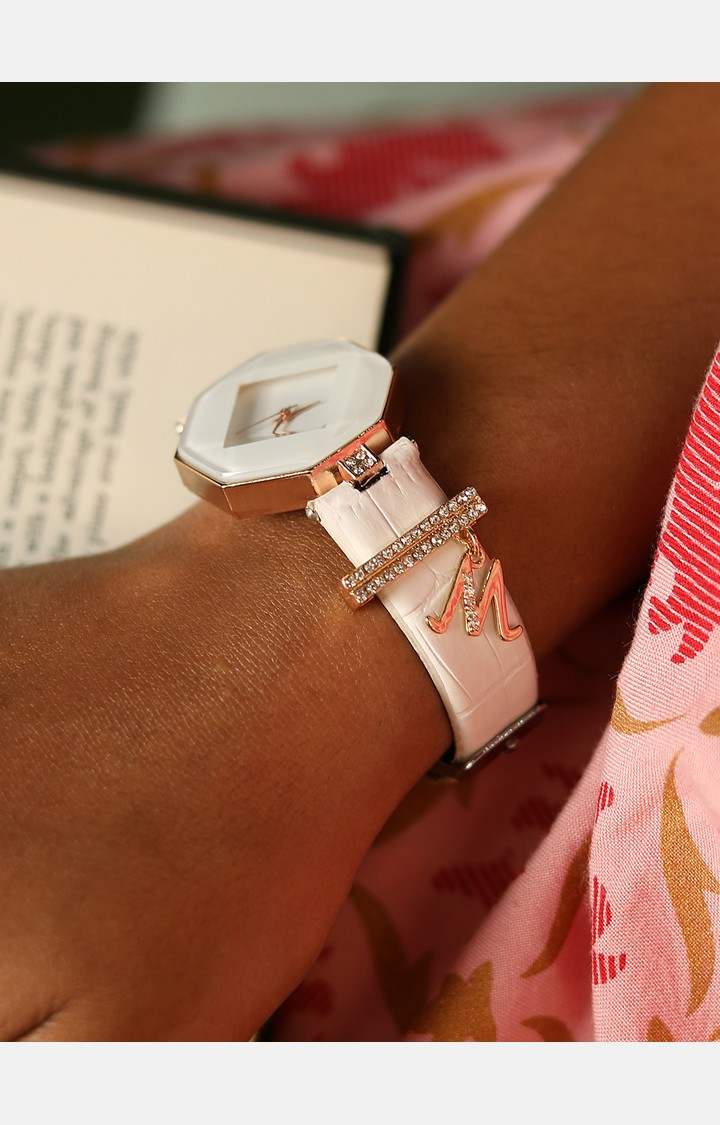 Women's Analog Watch With M Liberty Initial Watch Charm
