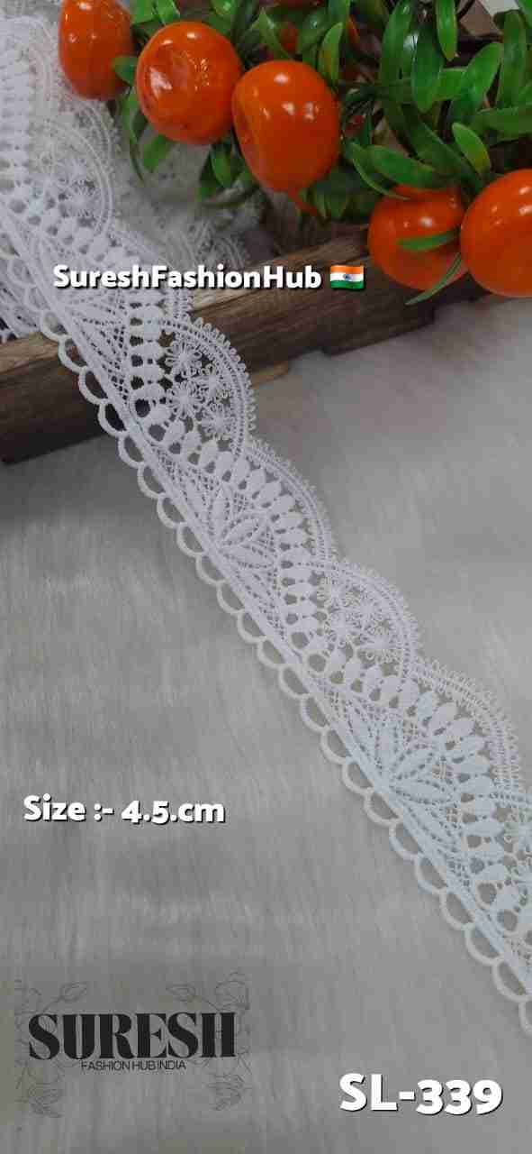 White Floral One Side Imported GPO Lace – Design SL-339 (4.5cm)