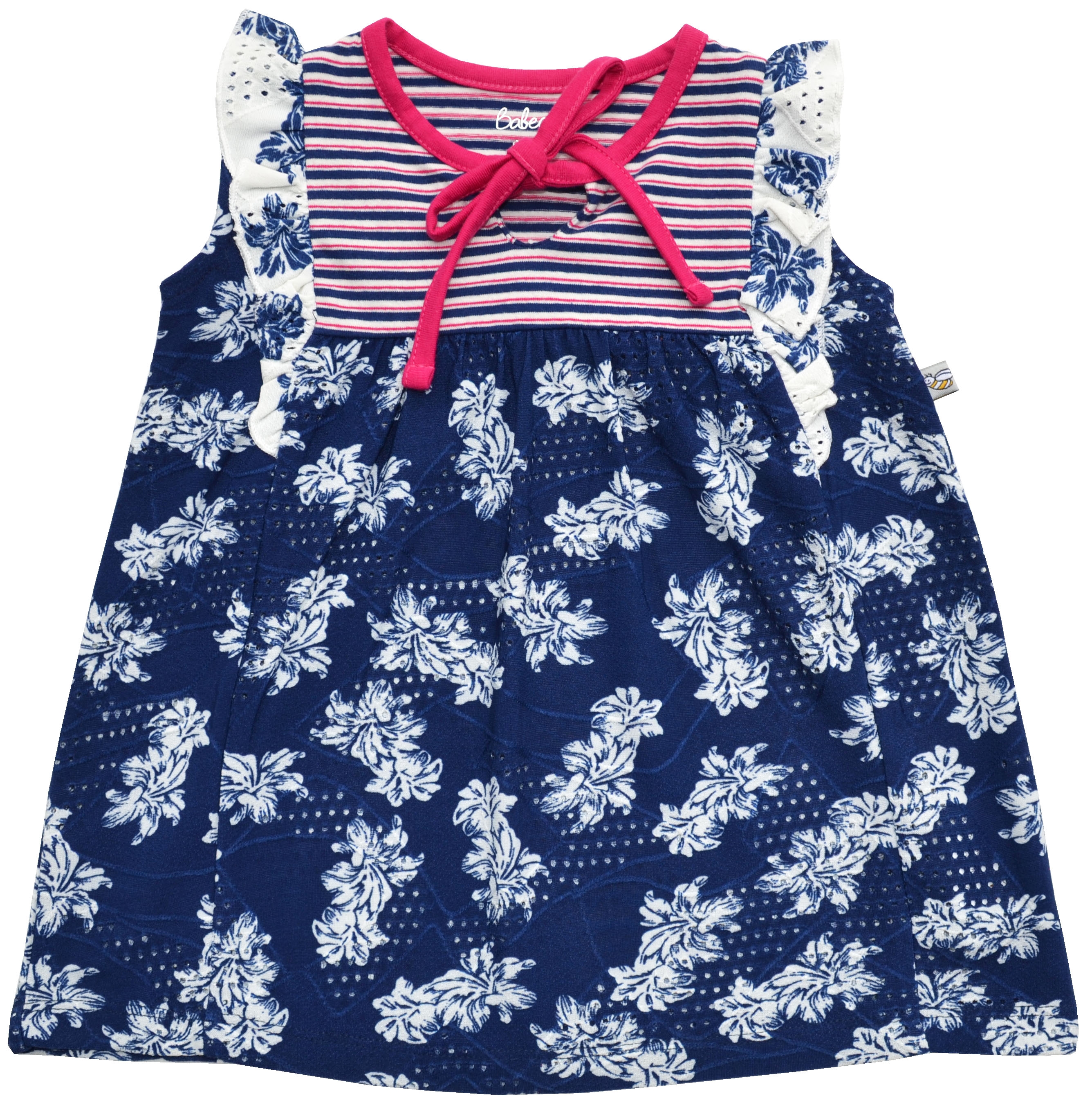 Allover Flower Print Navy Sleeveless Dress (94% Polyester 6% Elasthan)