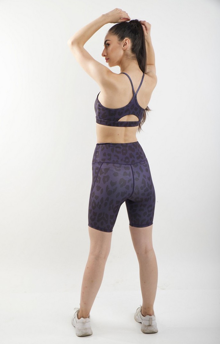Women's Black Printed Nylon Tracksuit