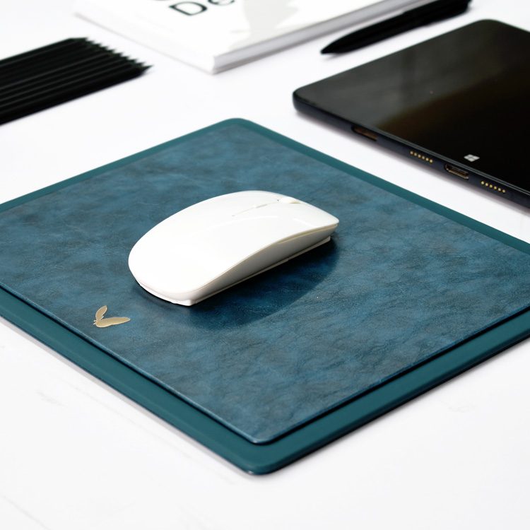 Rectangular Mouse Pad in Faux Leather | Rigid | 11×9 Inches | Moderno | Blue