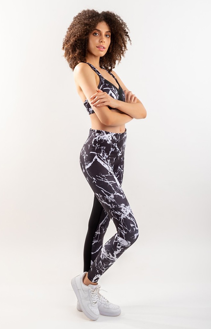 Women's Black Printed Nylon Tracksuit