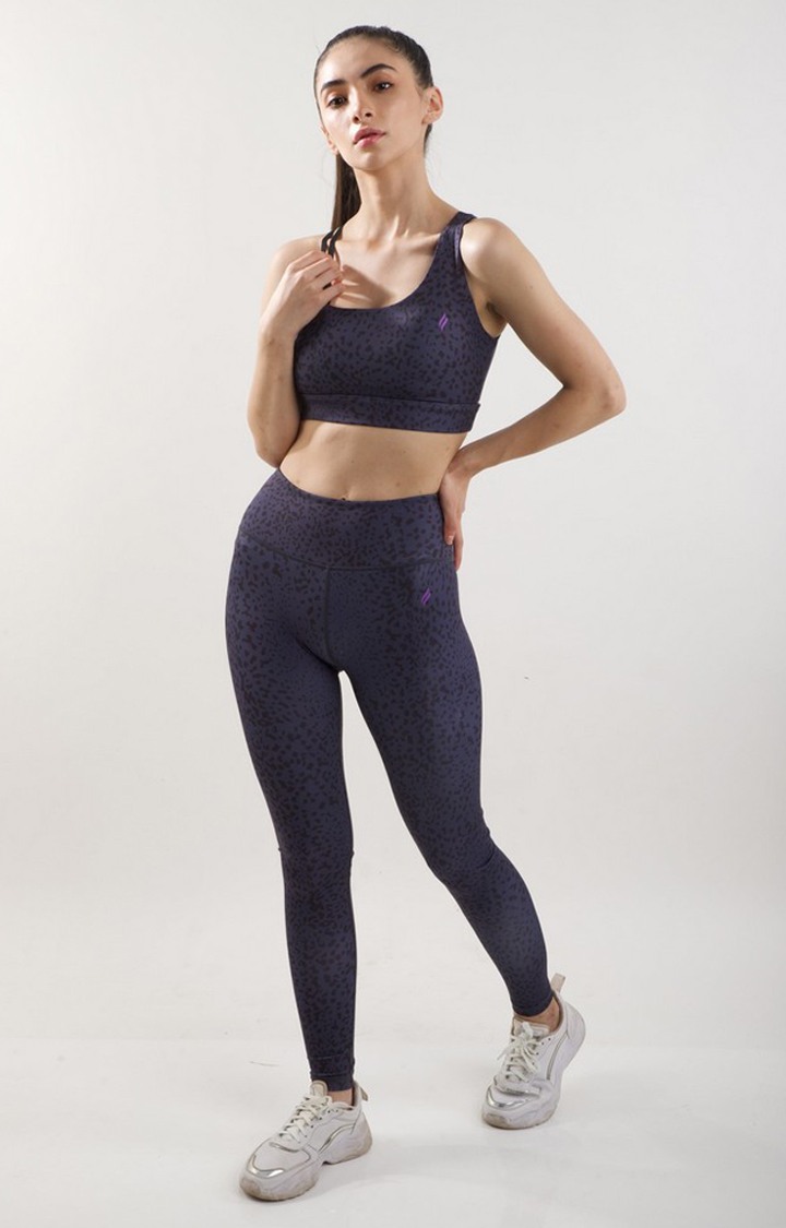 Women Blue Nylon Printed Tracksuits