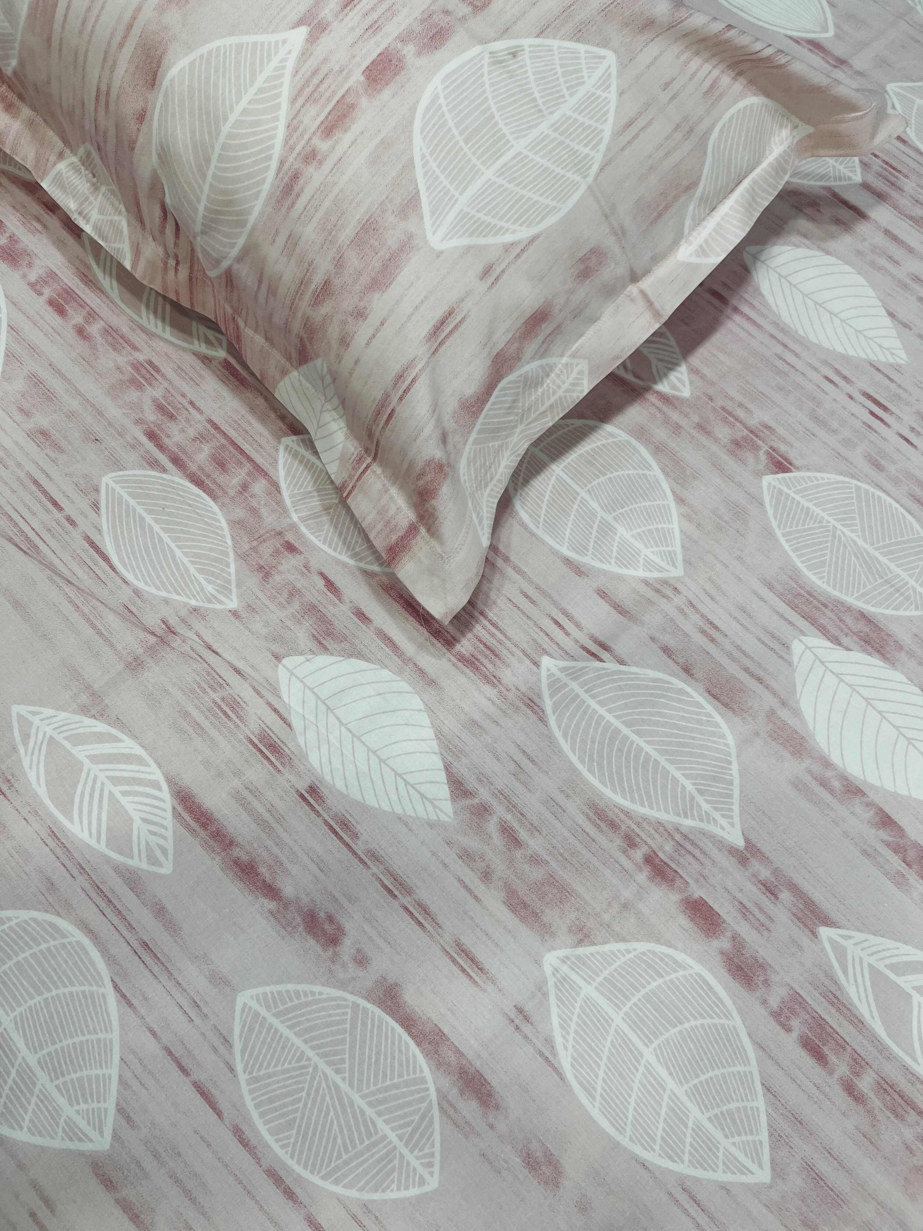 Boria Bistar | Boria Bistar 100% Cotton Twill Satin Pearl Printed Double Bedsheet with 2 Pillowcovers|3