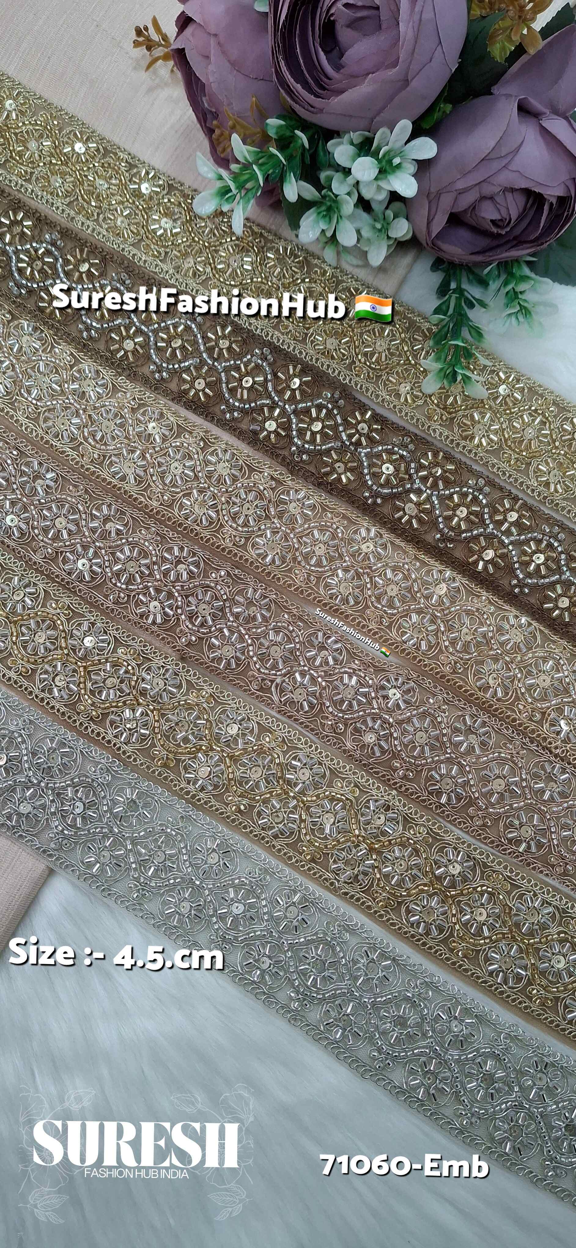 Gold & Silver Mix Floral Embroidery Lace
