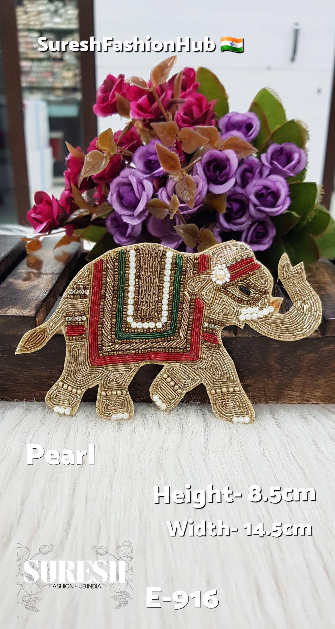 Handmade Elephant Patch – Right Side Rose Gold – Design No. E-916