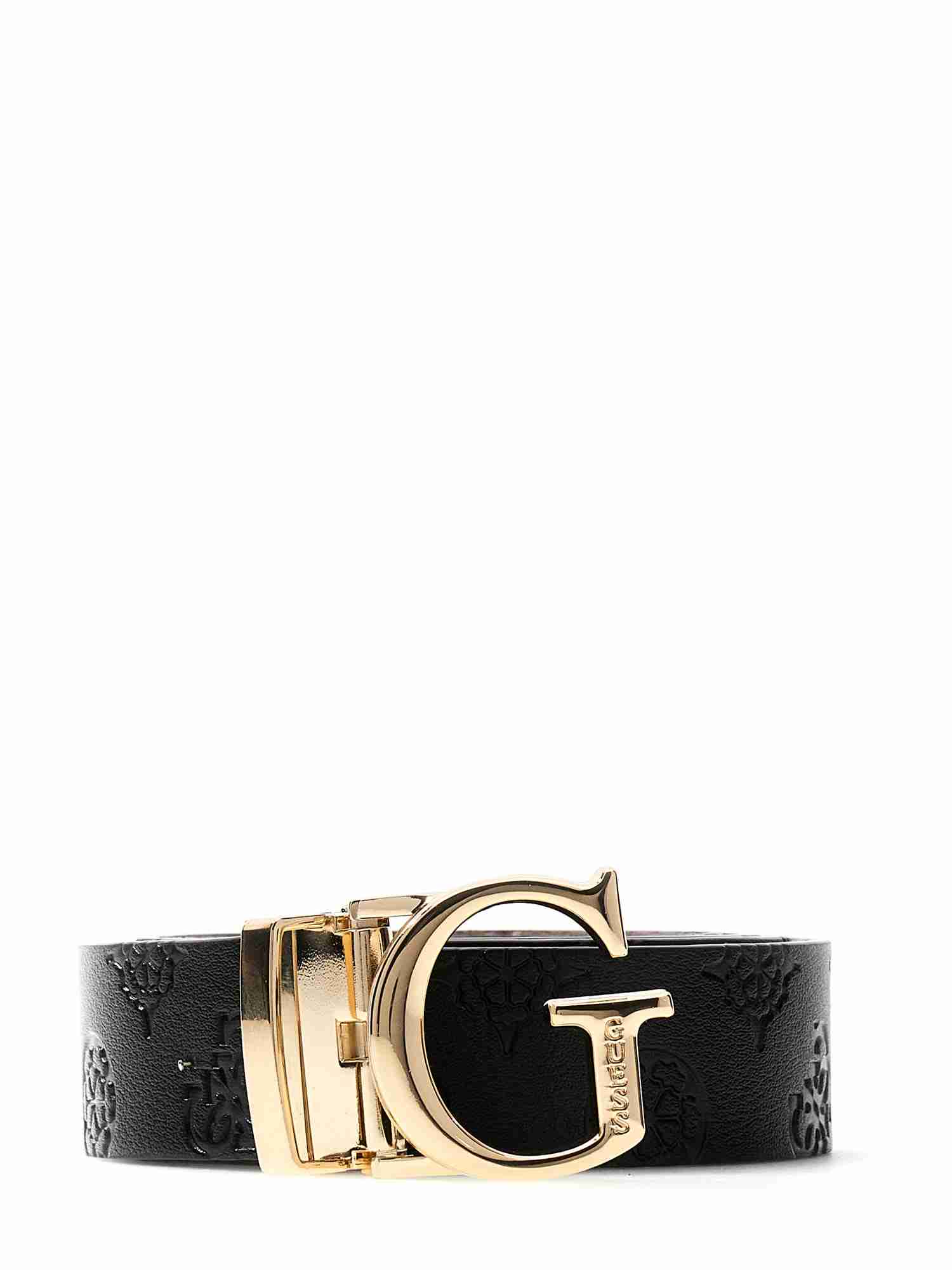 Guess Black Polyester Textured Women Belt